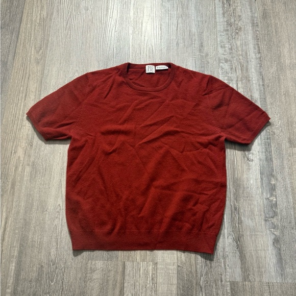 TSE Tops - TSE Burgundy Cashmere Crewneck  Top with Short Sleeves